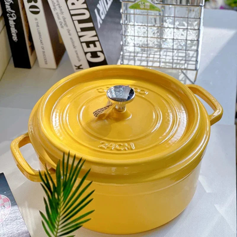 Enamel Pot Cast Iron Cooker, Household Clay Pan, Stew Casserole, Soup Stove, Non-Stick Induction Cooking, Durable and Stylish