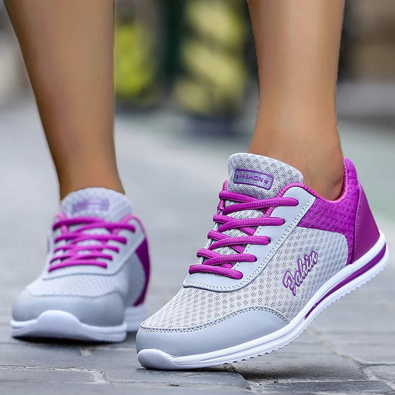 Breathable Sneakers Soft Mesh Lace-Up Casual Shoes