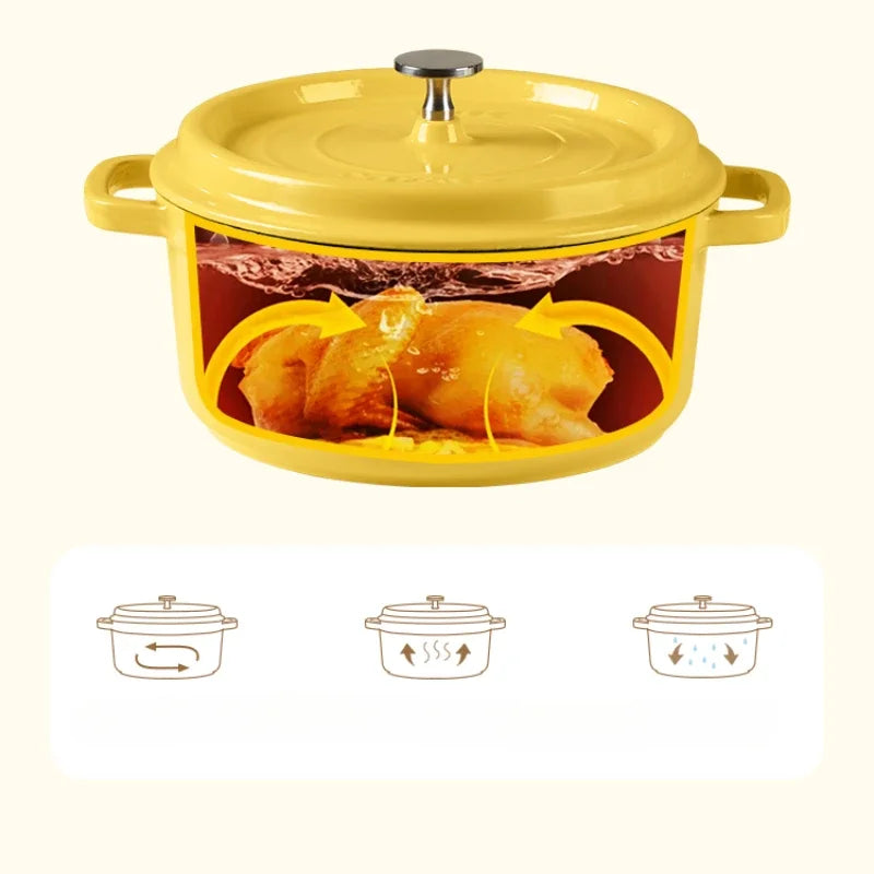 Enamel Pot Cast Iron Cooker, Household Clay Pan, Stew Casserole, Soup Stove, Non-Stick Induction Cooking, Durable and Stylish