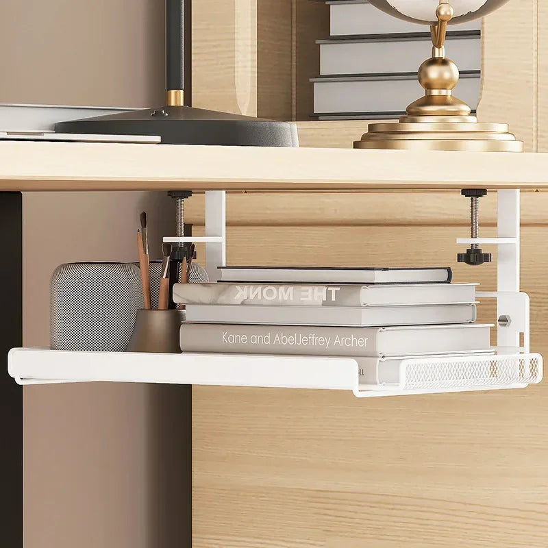 No-Drill Steel Under Desk Cable Management Tray