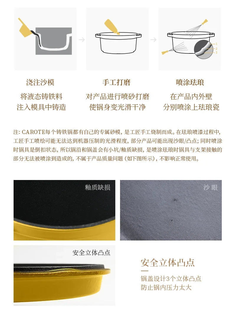 Enamel Pot Cast Iron Cooker, Household Clay Pan, Stew Casserole, Soup Stove, Non-Stick Induction Cooking, Durable and Stylish