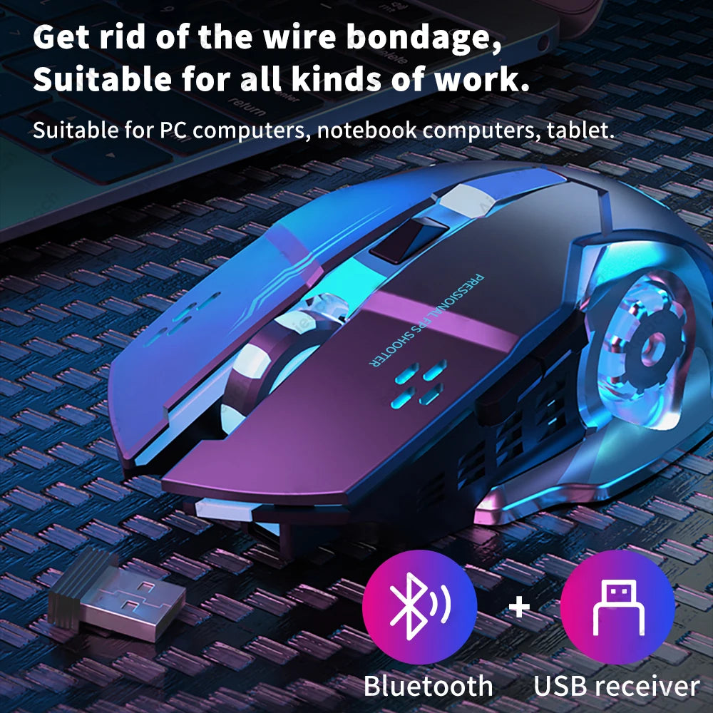 Rechargeable Wireless Bluetooth Gaming Mouse with Backlight for PC Gamer