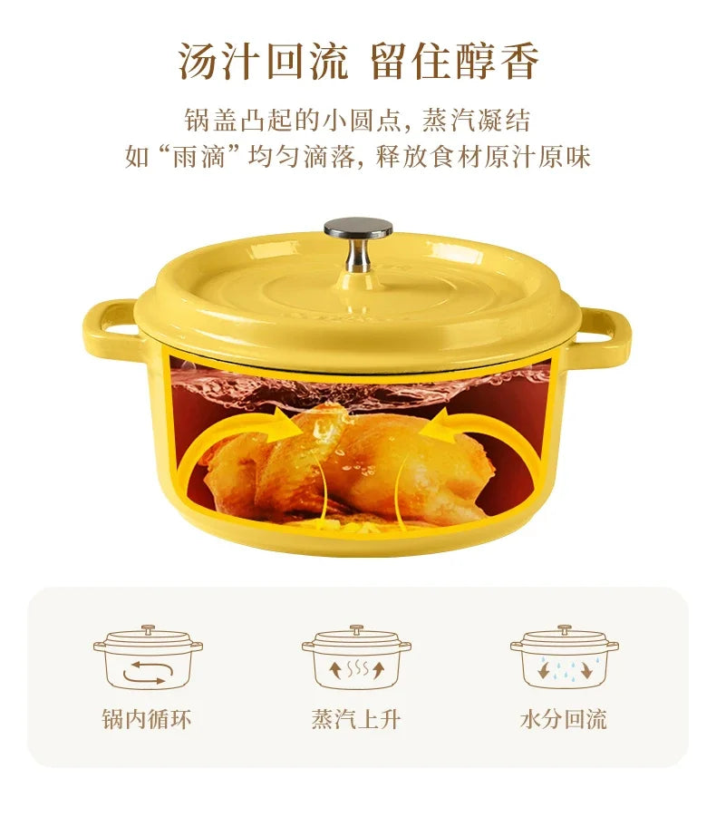 Enamel Pot Cast Iron Cooker, Household Clay Pan, Stew Casserole, Soup Stove, Non-Stick Induction Cooking, Durable and Stylish