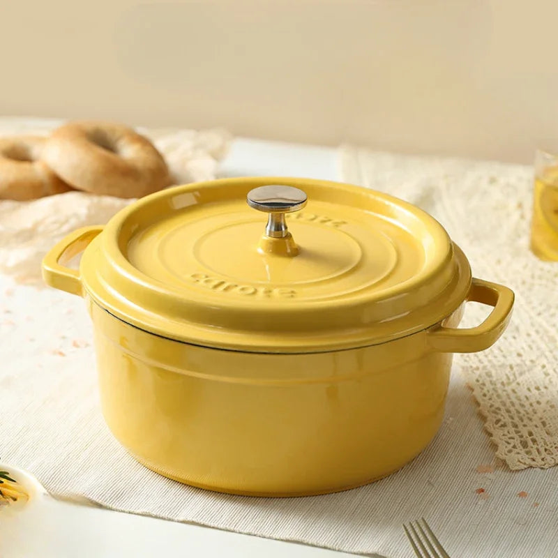Enamel Pot Cast Iron Cooker, Household Clay Pan, Stew Casserole, Soup Stove, Non-Stick Induction Cooking, Durable and Stylish
