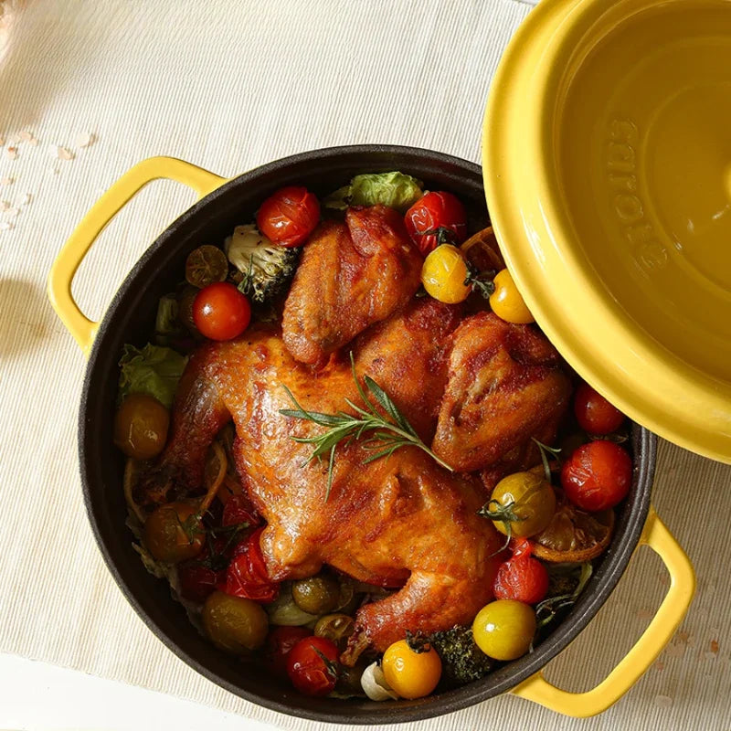 Enamel Pot Cast Iron Cooker, Household Clay Pan, Stew Casserole, Soup Stove, Non-Stick Induction Cooking, Durable and Stylish