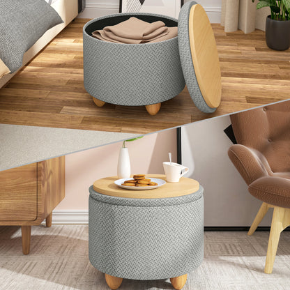 Foldable Ottoman Storage Pouf Upholstered Stool