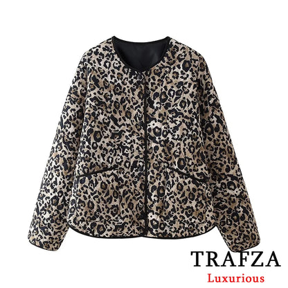 Casual Leopard Print Oversized Jackets