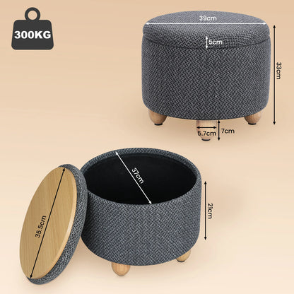 Foldable Ottoman Storage Pouf Upholstered Stool