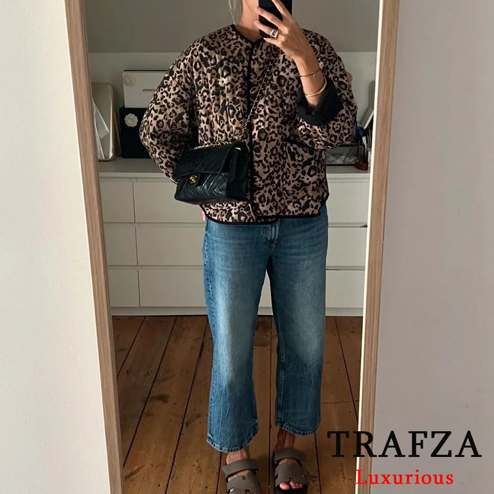 Casual Leopard Print Oversized Jackets