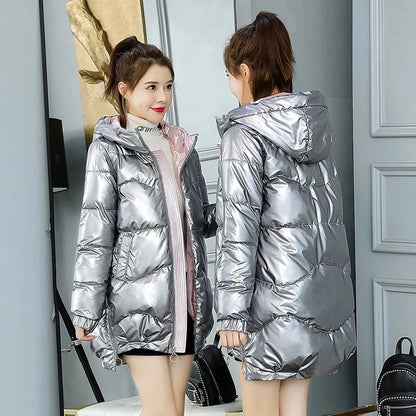 Winter Parka Coat with Fur Collar Hooded Overcoat