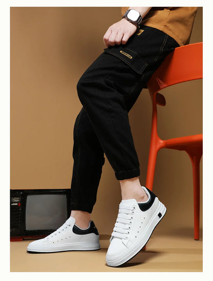 Casual Lift Sneakers Men Elevator Shoes Height Increase Insole 6cm White Black Taller Shoes Men Fashion Sports Plus Size 37-46