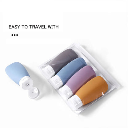 4-Piece Leak-Proof Silicone Travel Bottles for Toiletries and Lotion