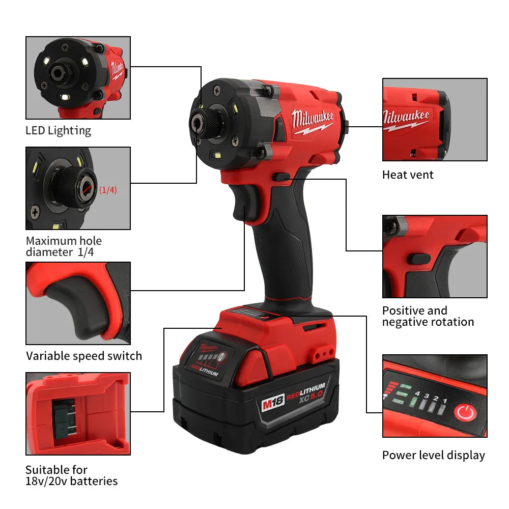 Milwaukee Brushless Impact Driver, 300N.M Cordless 18V Lithium Battery