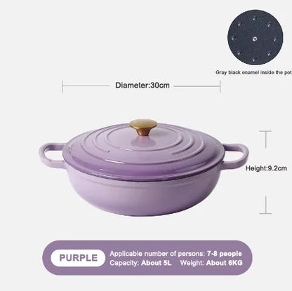 Modern Kitchen Accessories Enamel Cast Iron Shallow Pot Cooking Utensils Round Casserole with Lid