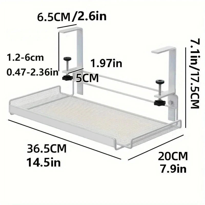 No-Drill Steel Under Desk Cable Management Tray