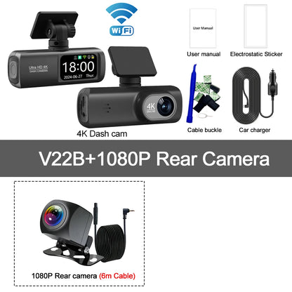 UHD 4K Dash Cam Dual Lens WiFi GPS 1080P Recorder