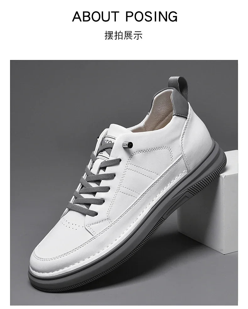 Casual Men Elevator Shoes Height Increase Shoes for Men Height Increase White Shoes Black Shoes 6/8CM Tall Shoes Lift Sneakers