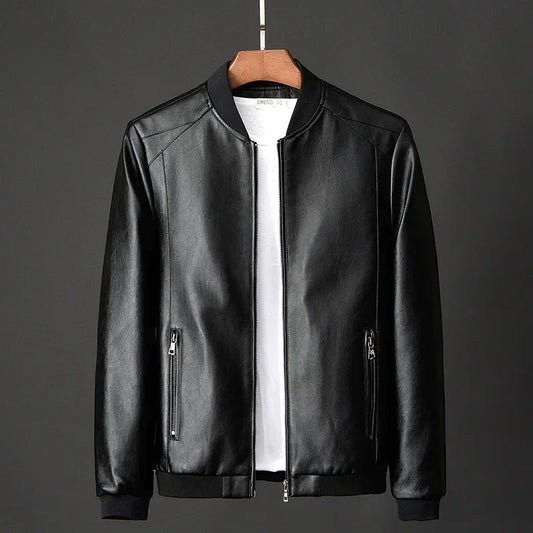 Men's Black Biker PU Leather Jacket