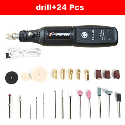 USB Wireless Mini Handheld Drill, Rotary Tool for Woodworking & Engraving