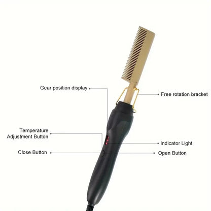 Electric Heated Comb, Hair Straightening Brush, Heating Press Comb