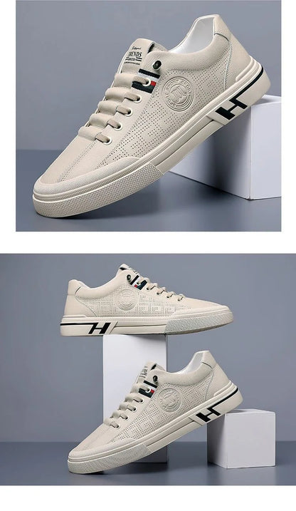 Men Sneakers 2024 Autumn New Embossed Breathable White Shoes Trendy Thick Soled Student Comfort Sports Leisure Skateboard Shoes