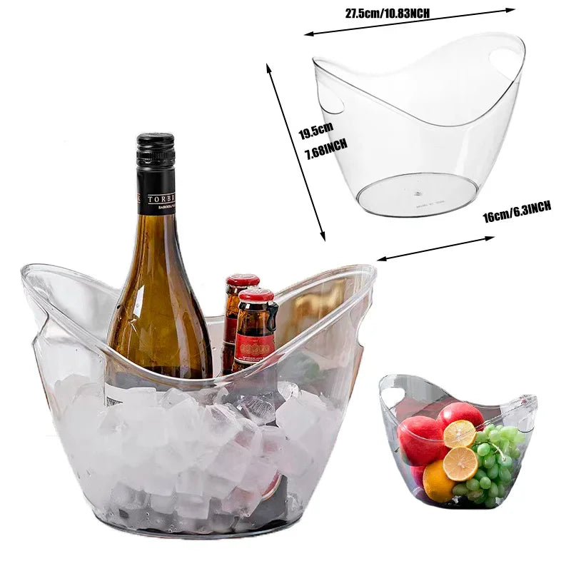 Transparent Ice Cube Storage Bucket, Beer Wine Champagne Cooler Chiller