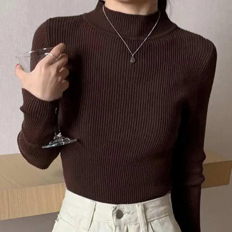 Autumn Winter Mock Neck Women’s Sweater