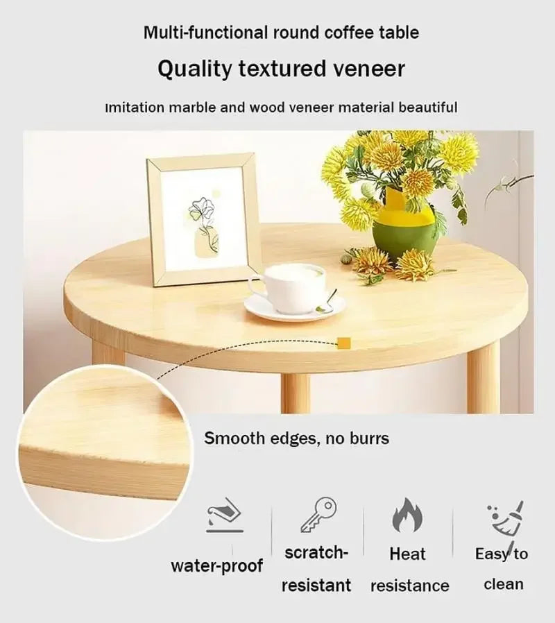 Modern Round Wooden Bedside Table