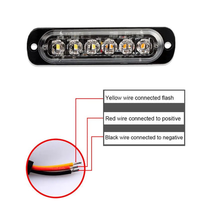 1x Universal Car Truck LED Flash Light Strobe 12V 24V 6LED Bar Light Side Light Vehicle Emergency Warning Lamp