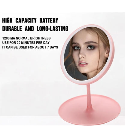 1200mAh LED Makeup Mirror with 3 Color Light & Storage