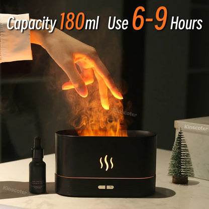 Ultrasonic Aroma Diffuser Humidifier with LED Flame Lamp