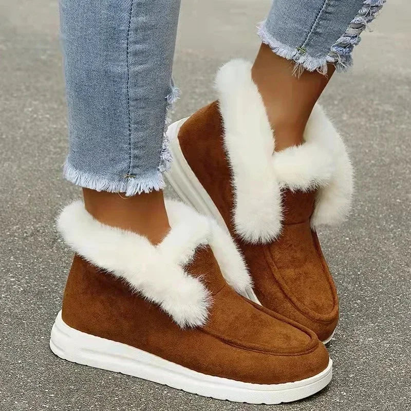 Winter Plush Fur Slip-On Ankle Boots