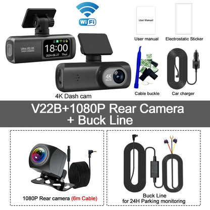 UHD 4K Dash Cam Dual Lens WiFi GPS 1080P Recorder