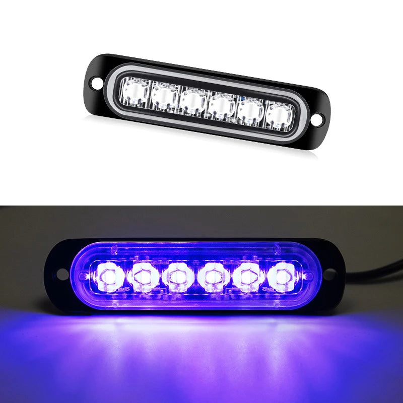 1x Universal Car Truck LED Flash Light Strobe 12V 24V 6LED Bar Light Side Light Vehicle Emergency Warning Lamp