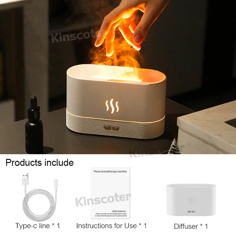 Ultrasonic Aroma Diffuser Humidifier with LED Flame Lamp