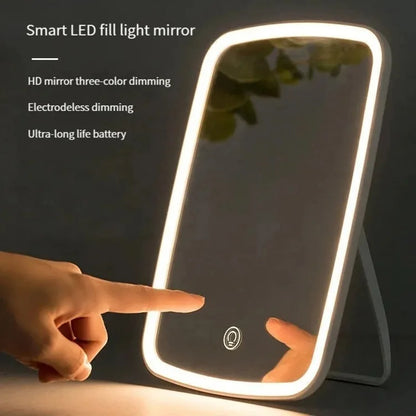 LED Makeup Mirror with Stand Portable Touch Screen Vanity Mirror