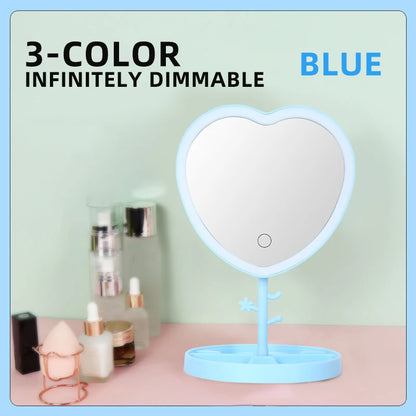 1200mAh LED Makeup Mirror with 3 Color Light & Storage