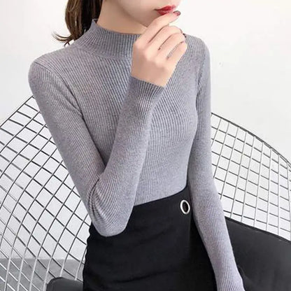 Autumn Winter Mock Neck Women’s Sweater