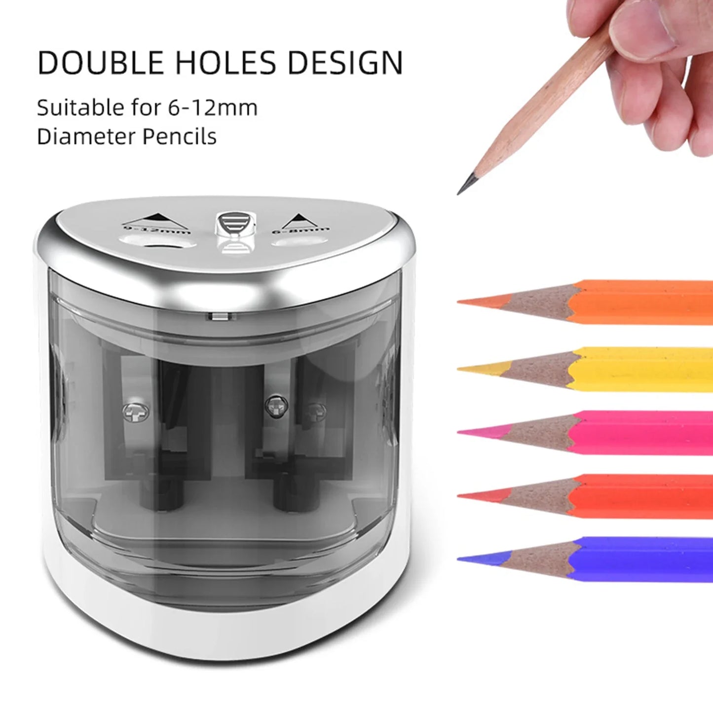 Two-Hole Electric Pencil Sharpener Automatic Switch