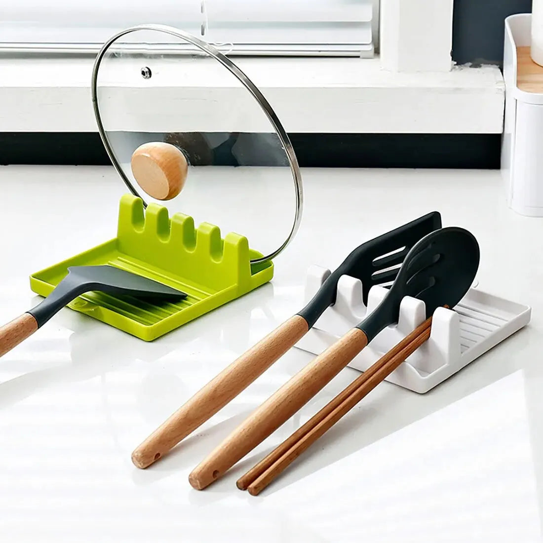 Kitchen Spatula and Pot Lid Rack, Spoon & Chopstick Holder