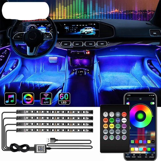 RGB LED Car Interior Foot Strip Light