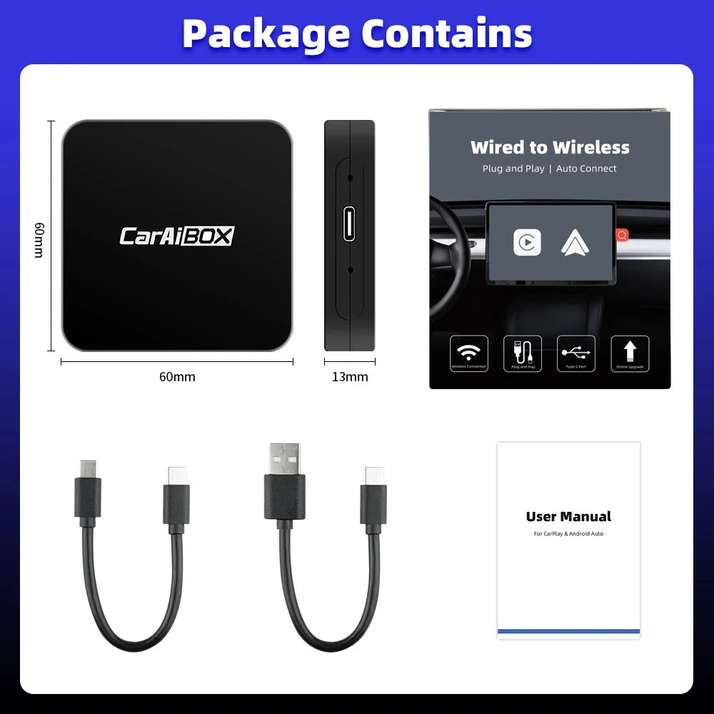 CarAIBOX 2in1 Wireless CarPlay Dongle Wireless Android Auto Box For Car Radio with Wired CarPlay