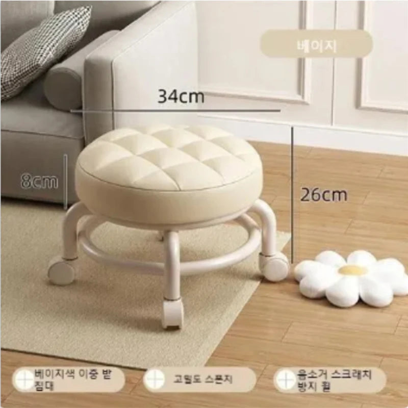 Pulley Low Stool Small Footstool Children Round Chair