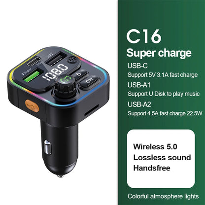 Bluetooth 5.0 FM Transmitter MP3 Player