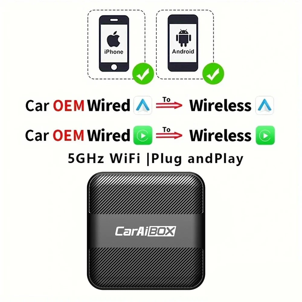 CarAIBOX 2in1 Wireless CarPlay Dongle Wireless Android Auto Box For Car Radio with Wired CarPlay