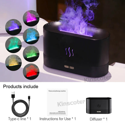 Ultrasonic Aroma Diffuser Humidifier with LED Flame Lamp