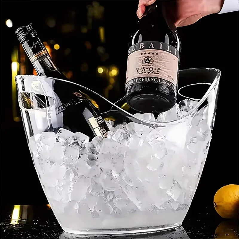 Transparent Ice Cube Storage Bucket, Beer Wine Champagne Cooler Chiller