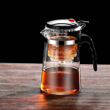 Heat Resistant Glass Teapot with One-Click Filtering Tea Maker