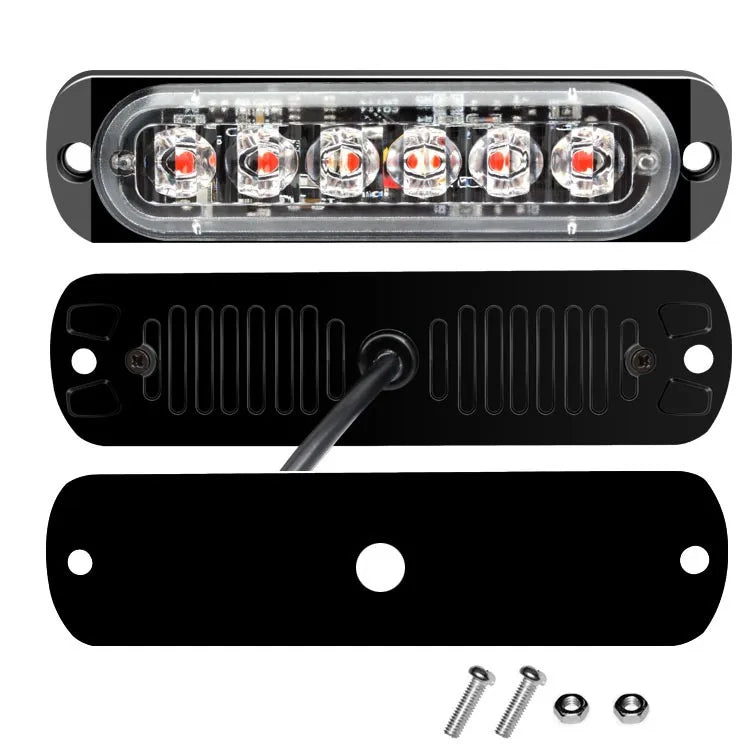 1x Universal Car Truck LED Flash Light Strobe 12V 24V 6LED Bar Light Side Light Vehicle Emergency Warning Lamp