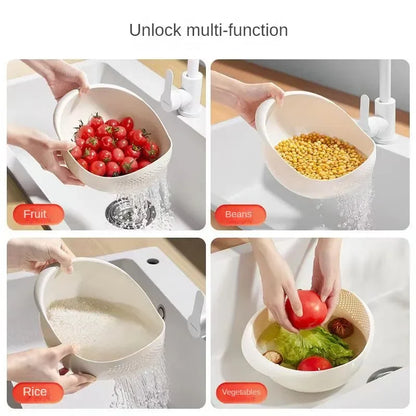 Plastic Rice Washing Basket with Holes for Kitchen Drainage Use